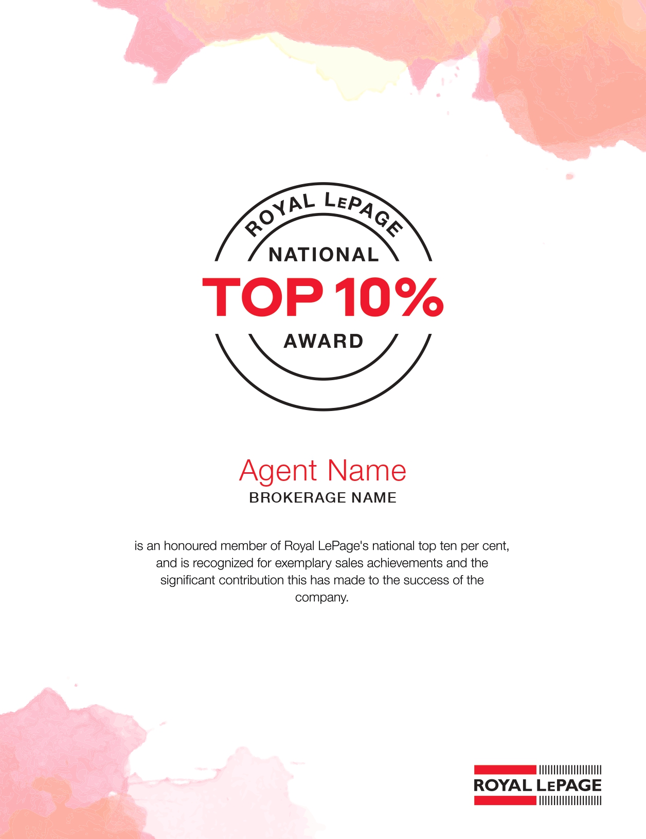 National Top 10% Award: Updated Certificate